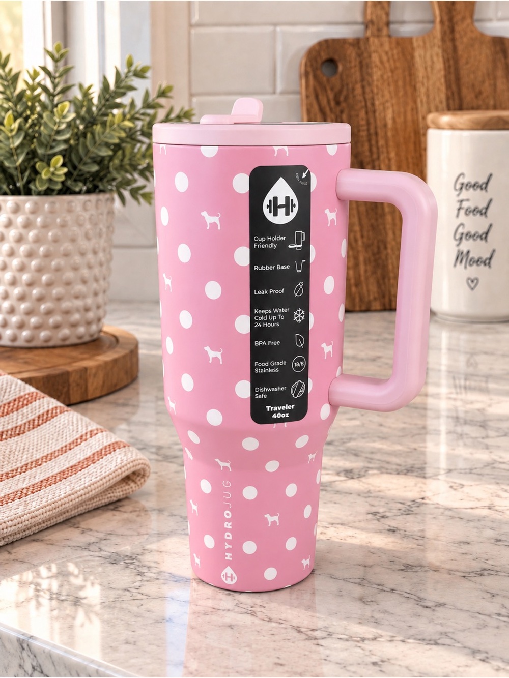 Hydrojug x VS PINK 40oz Traveler PINK DOT DOG NEW!!